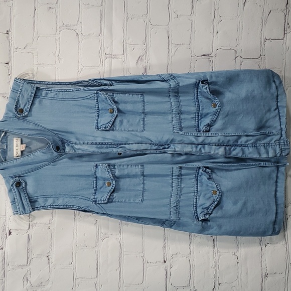 Evereve Jackets & Blazers - Knox Rose Military Vest Blue Drawstring Full Zip Casual Ladies Sleeveless Jacket